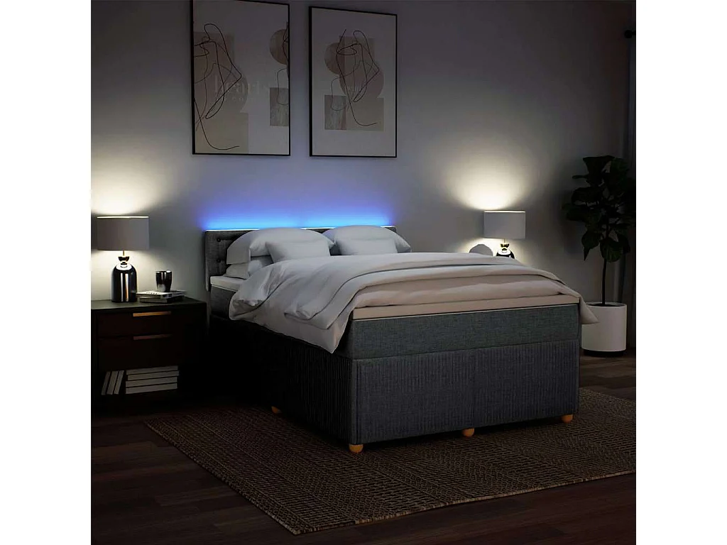 Boxspringbett mit Matratze Hellgrau 140x190 cm Stoff