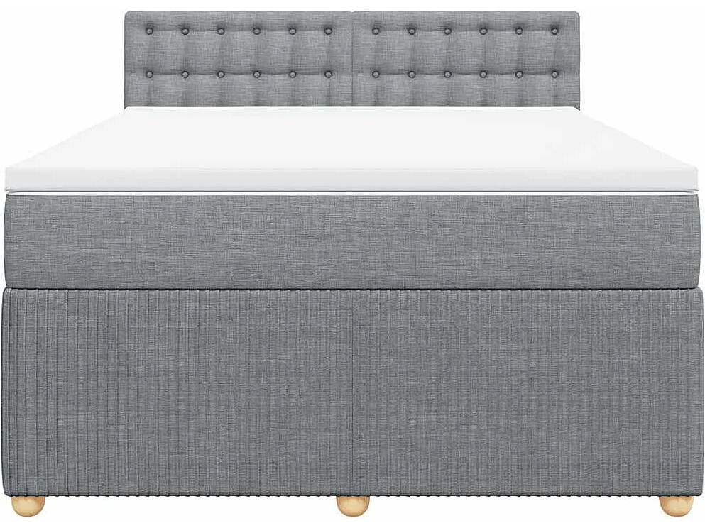 Boxspringbett mit Matratze Hellgrau 140x190 cm Stoff