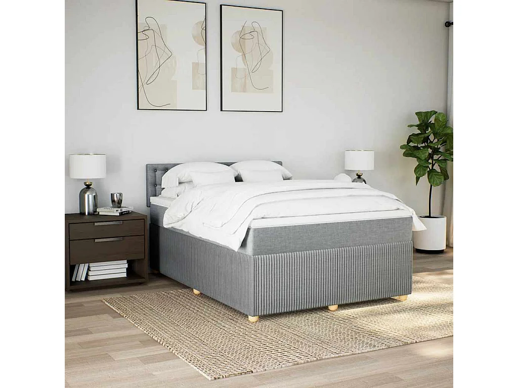 Giroletto a Molle con Materasso Grigio Chiaro 140x190cm Tessuto