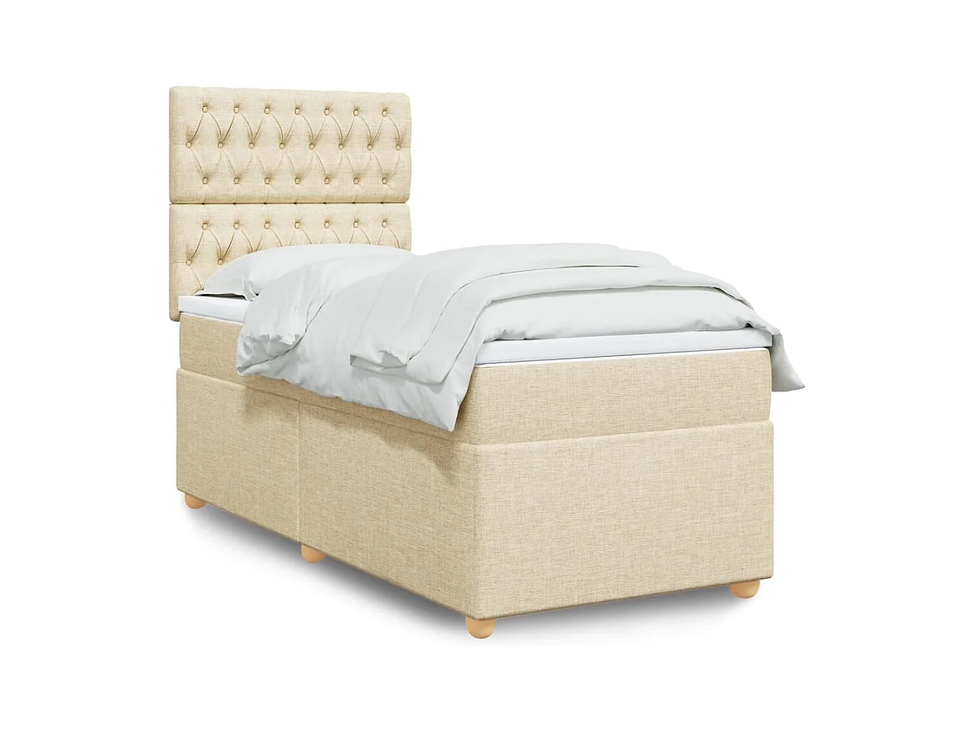 Boxspring met matras stof crèmekleurig 100x200 cm