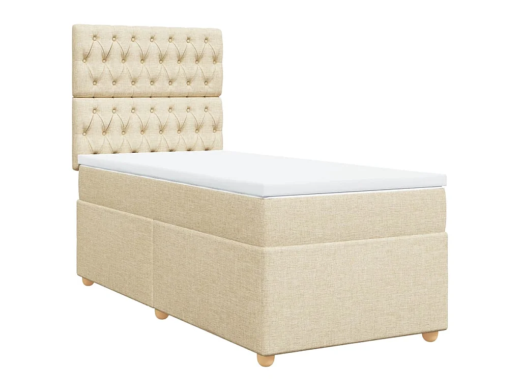 Boxspring met matras stof crèmekleurig 100x200 cm