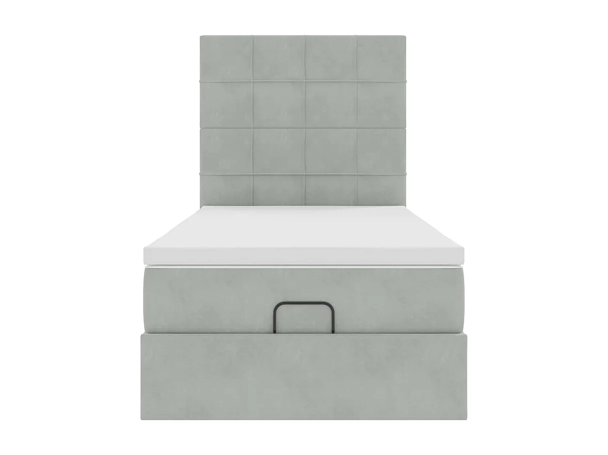 Ottoman-Bett mit Matratzen & LEDs Hellgrau 90x200 cm Samt