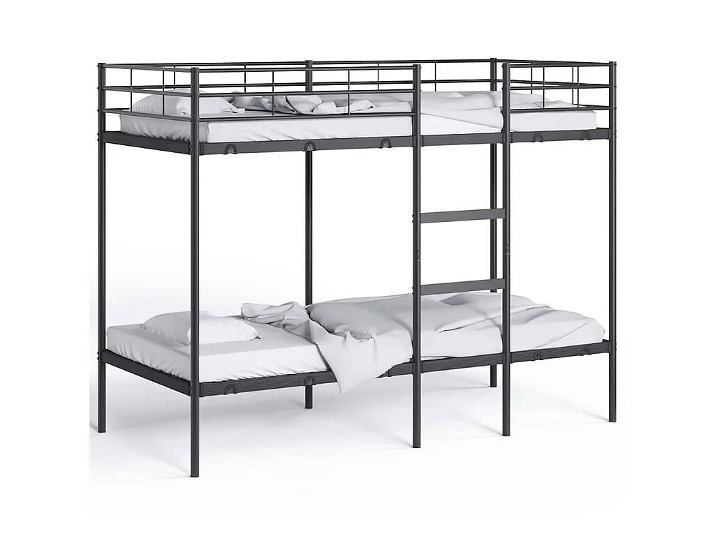 Lit superposé sans matelas noir 100x190 cm acier