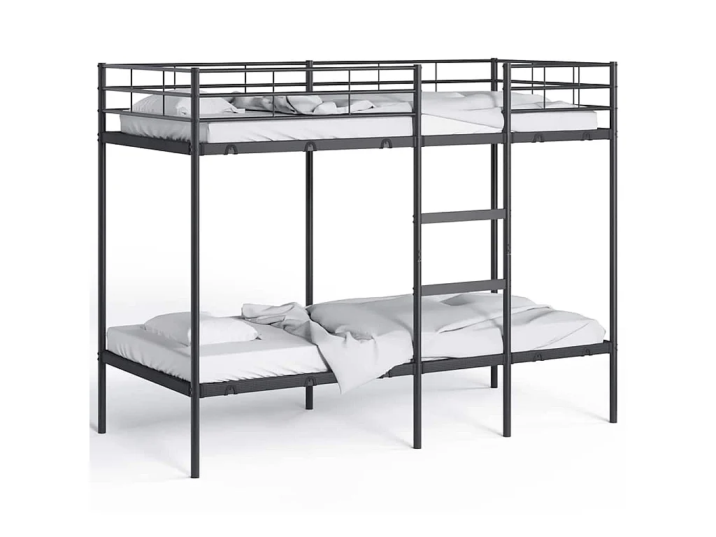 Lit superposé sans matelas noir 100x190 cm acier
