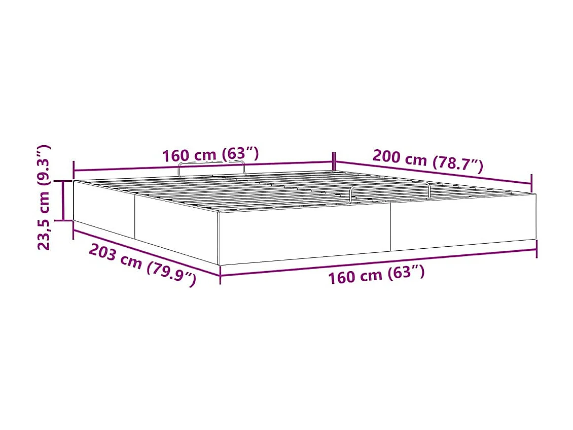 Ottoman-Bett ohne Matratze Dunkelblau 160x200 cm Samt
