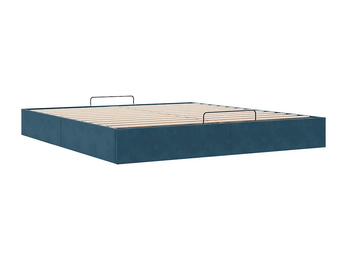 Cadre de lit ottoman sans matelas bleu foncé 160x200 cm velours