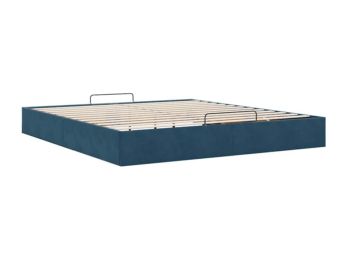 Cadre de lit ottoman sans matelas bleu foncé 160x200 cm velours