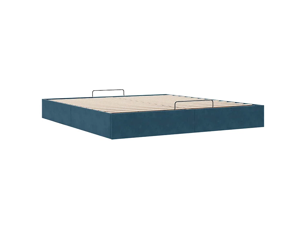 Cadre de lit ottoman sans matelas bleu foncé 160x200 cm velours