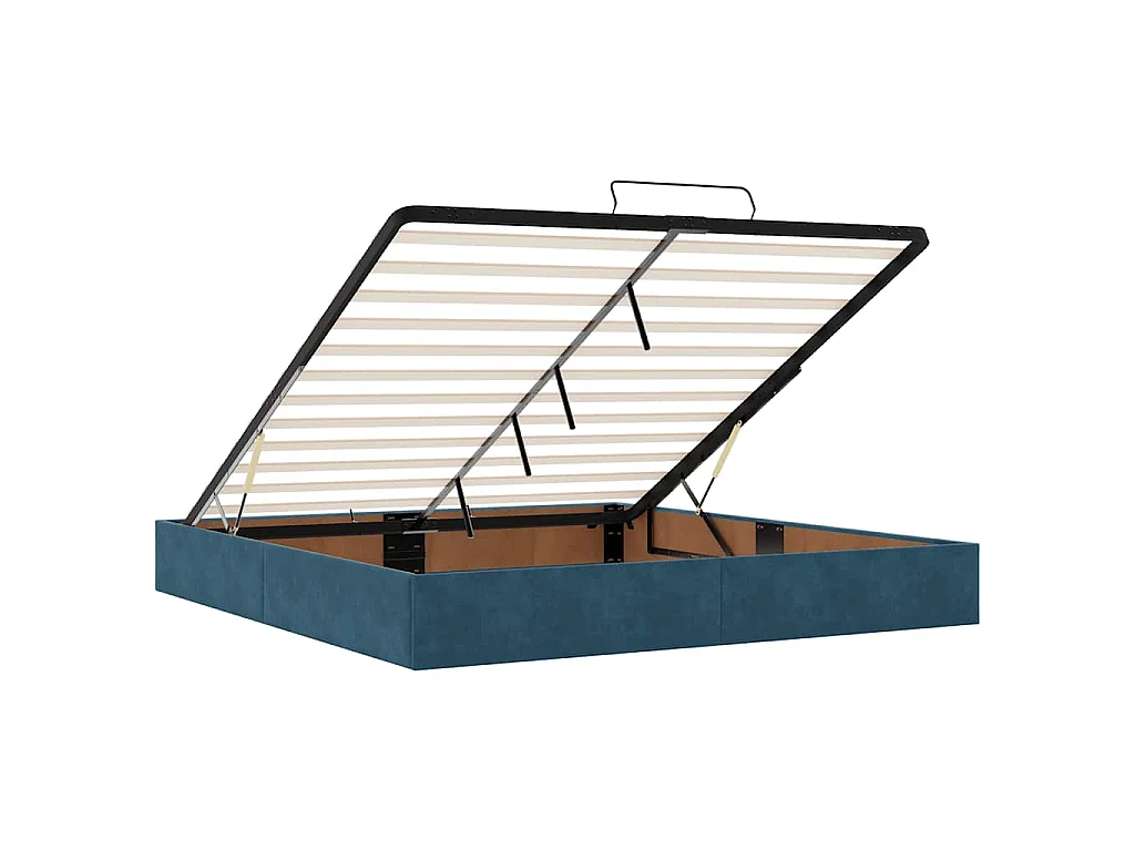 Cadre de lit ottoman sans matelas bleu foncé 160x200 cm velours