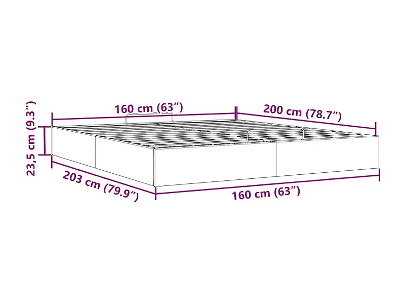 Ottoman-Bett ohne Matratze Dunkelblau 160x200 cm Samt