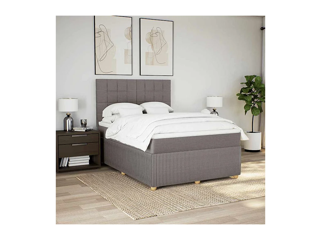 Boxspringbett mit Matratze Taupe 140x190 cm Stoff