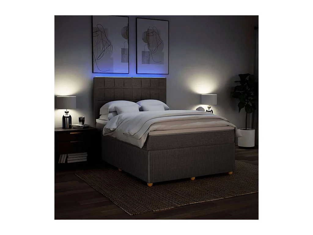 Boxspringbett mit Matratze Taupe 140x190 cm Stoff
