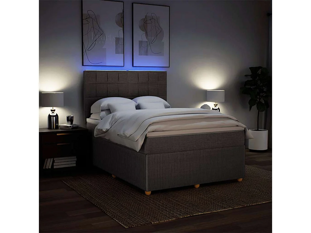 Sommier à lattes de lit avec matelas Taupe 140x190 cm Tissu