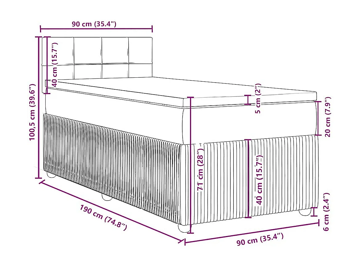 Boxspringbett mit Matratze Dunkelgrün 90x190 cm Samt