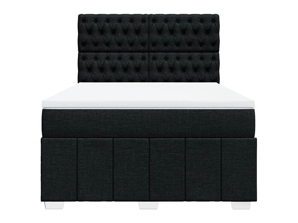 Boxspring met matras stof zwart 140x190 cm
