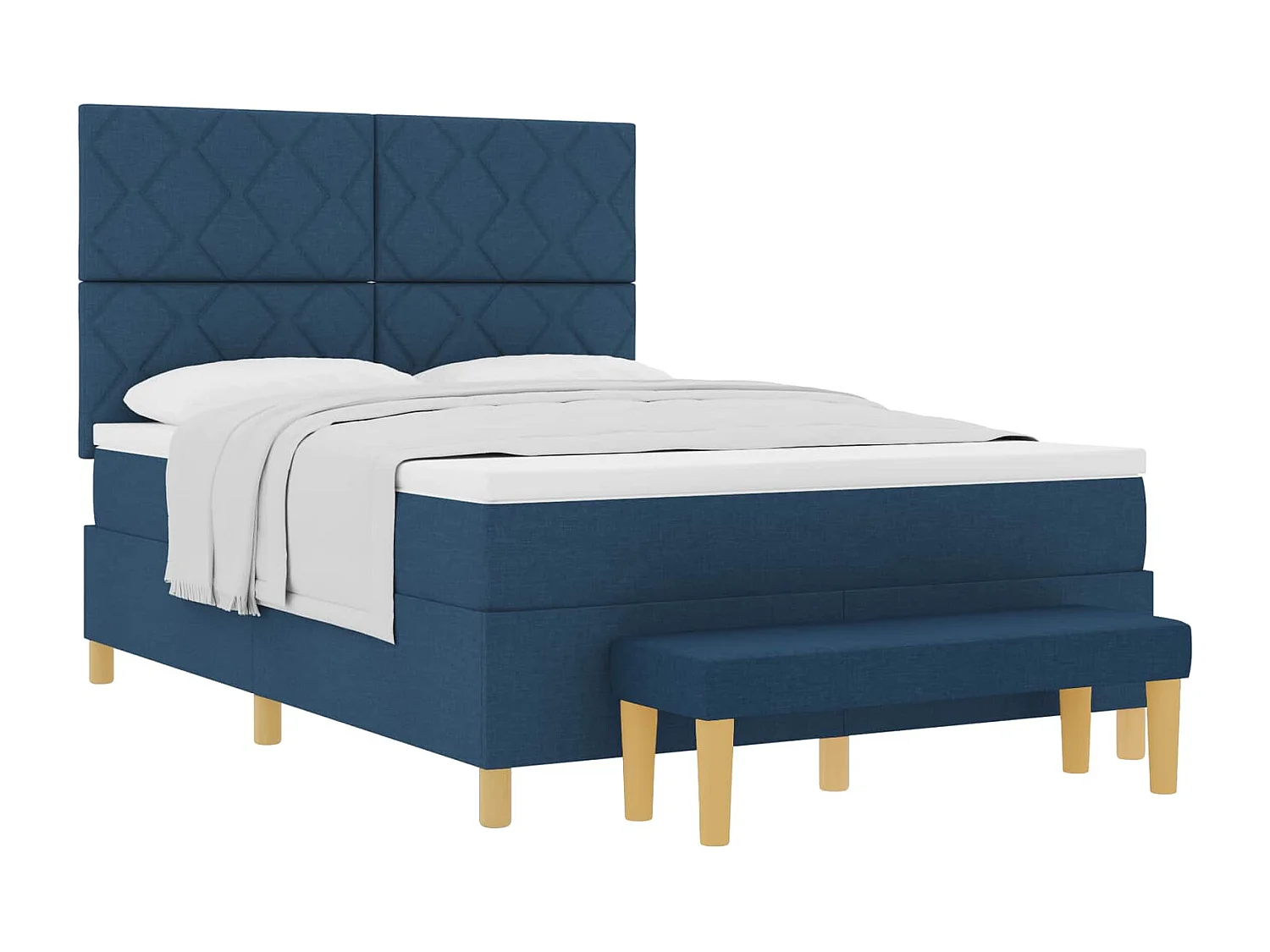 Boxspringbett mit Matratze mit Kopfteil Blau 160 x 200 cm Stoff