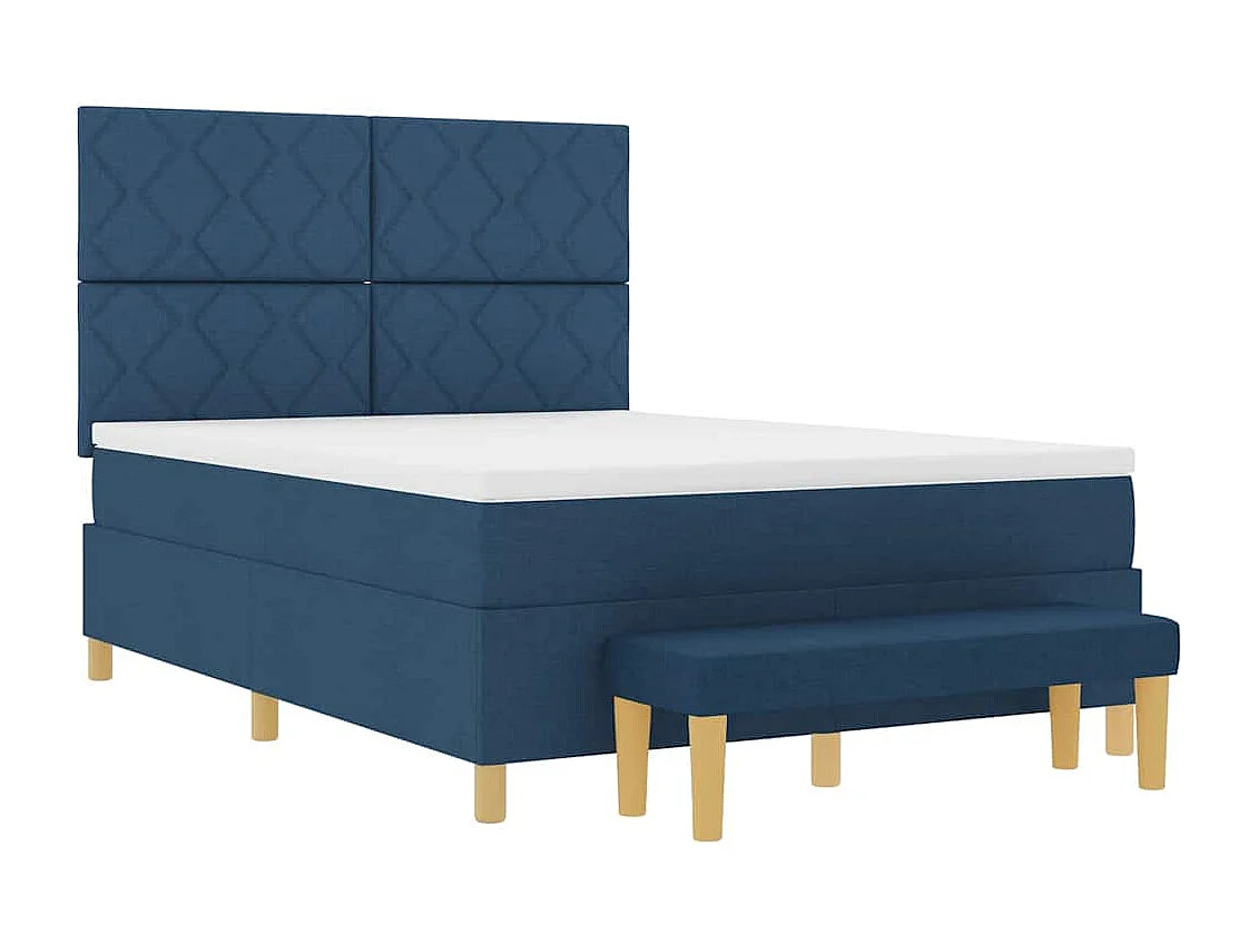 Boxspringbett mit Matratze mit Kopfteil Blau 160 x 200 cm Stoff