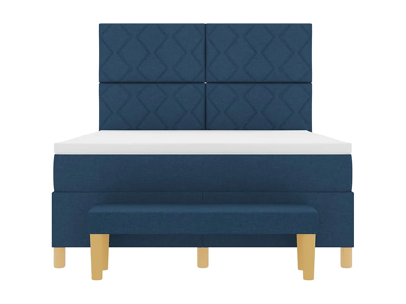 Boxspringbett mit Matratze mit Kopfteil Blau 160 x 200 cm Stoff