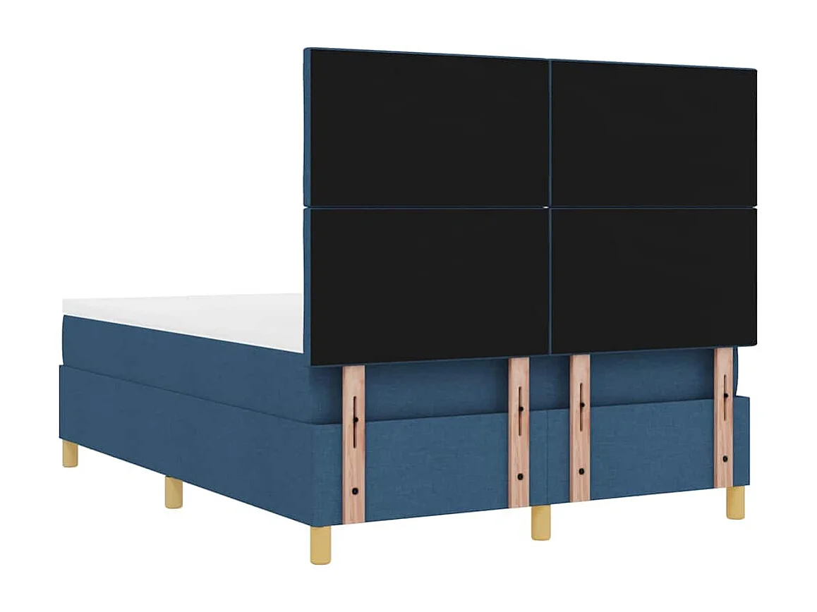 Boxspringbett mit Matratze mit Kopfteil Blau 160 x 200 cm Stoff