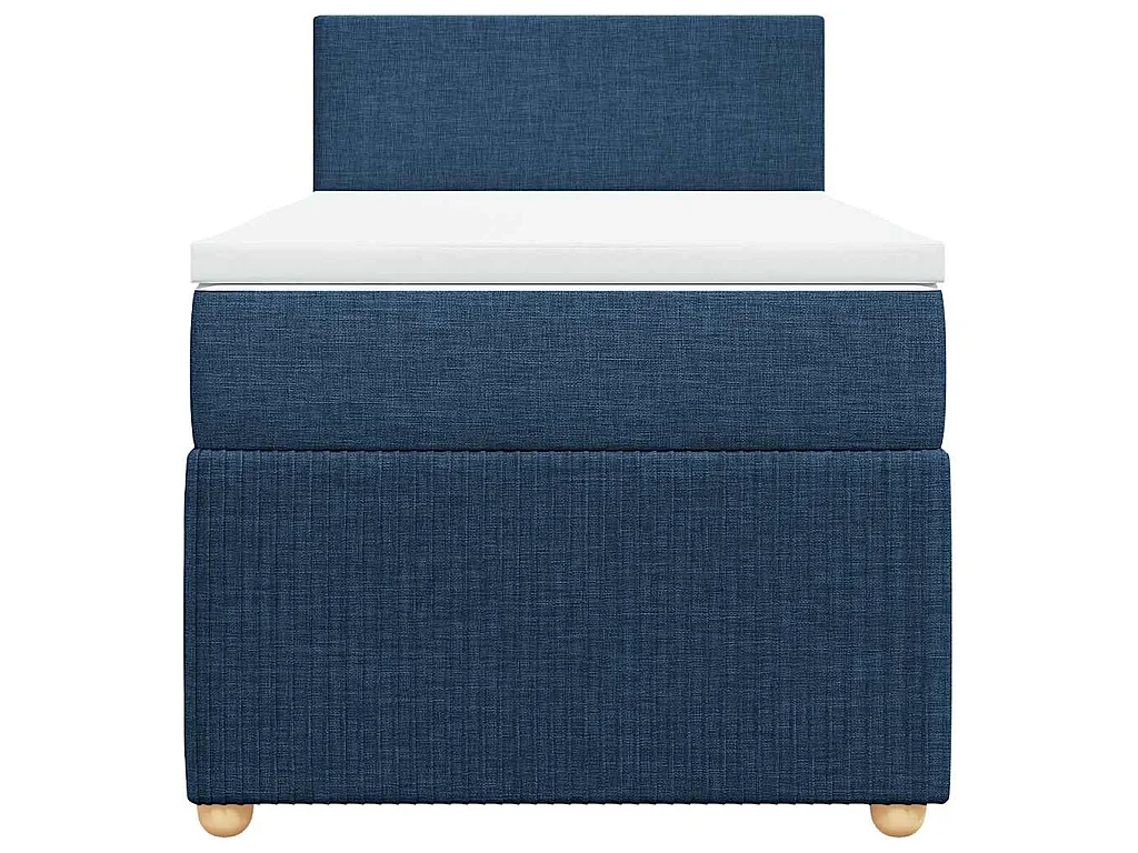 Cama box spring con colchón tela azul 90x200 cm