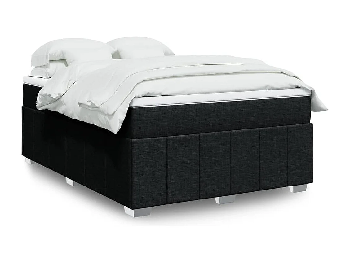 Sommier à lattes de lit avec matelas Noir 160x200 cm Tissu
