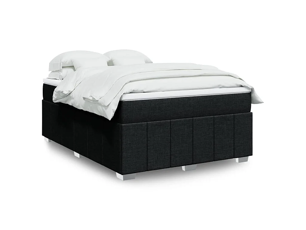 Sommier à lattes de lit avec matelas Noir 160x200 cm Tissu