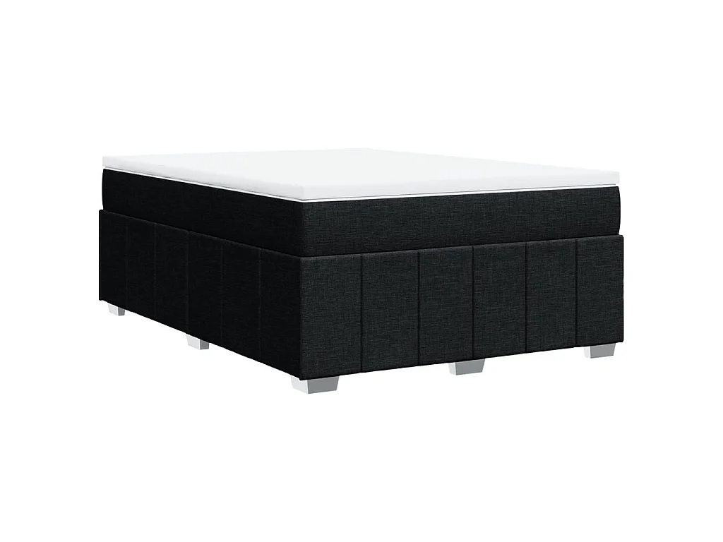 Sommier à lattes de lit avec matelas Noir 160x200 cm Tissu
