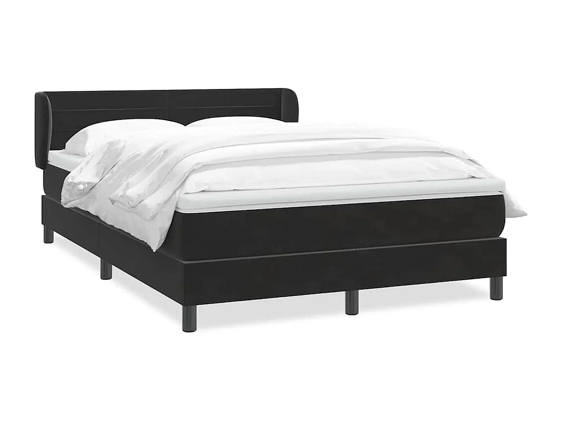 Boxspringbett mit Matratze Schwarz 160x220 cm Samt