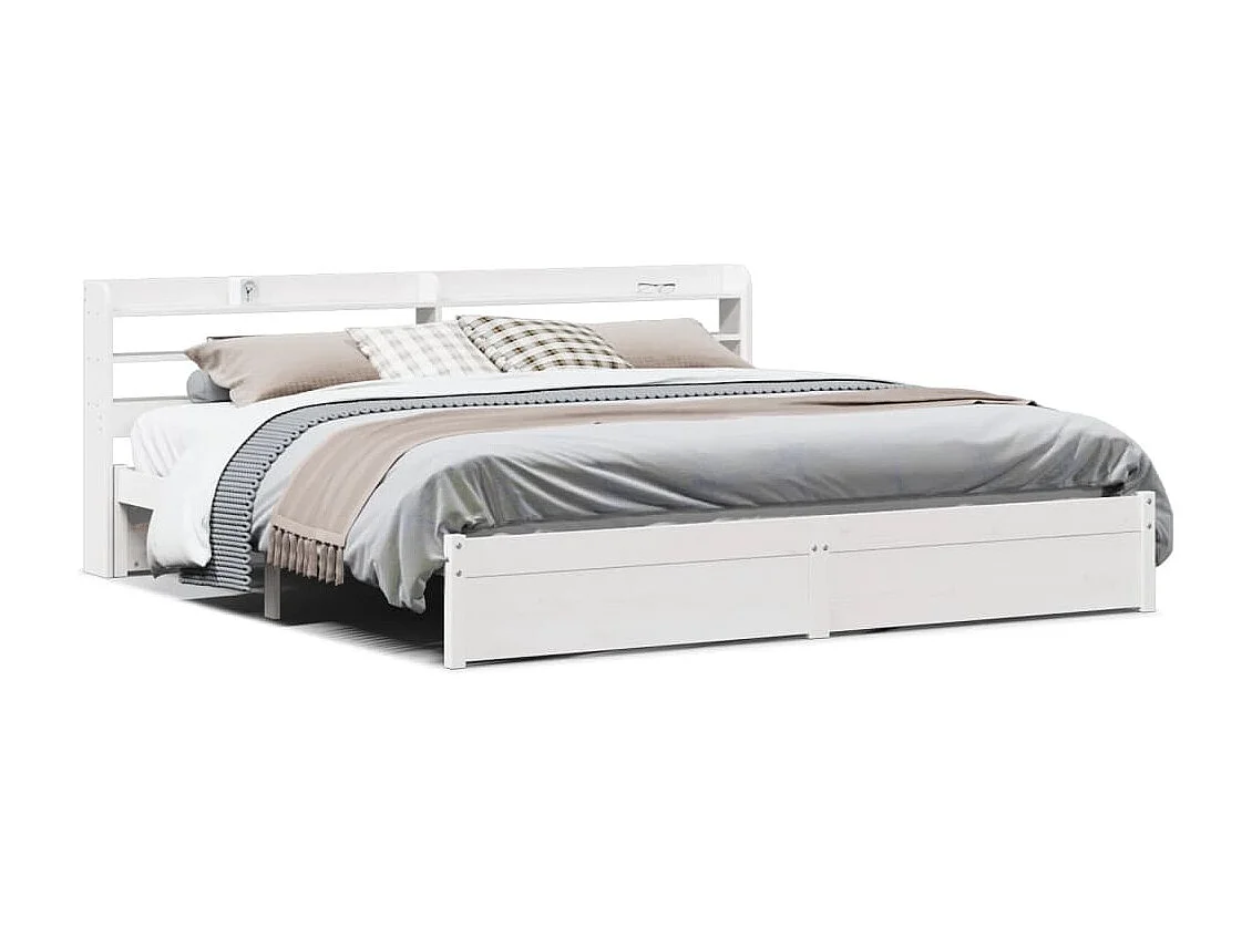 Giroletto con Testiera senza Materasso Bianco 180x200 cm