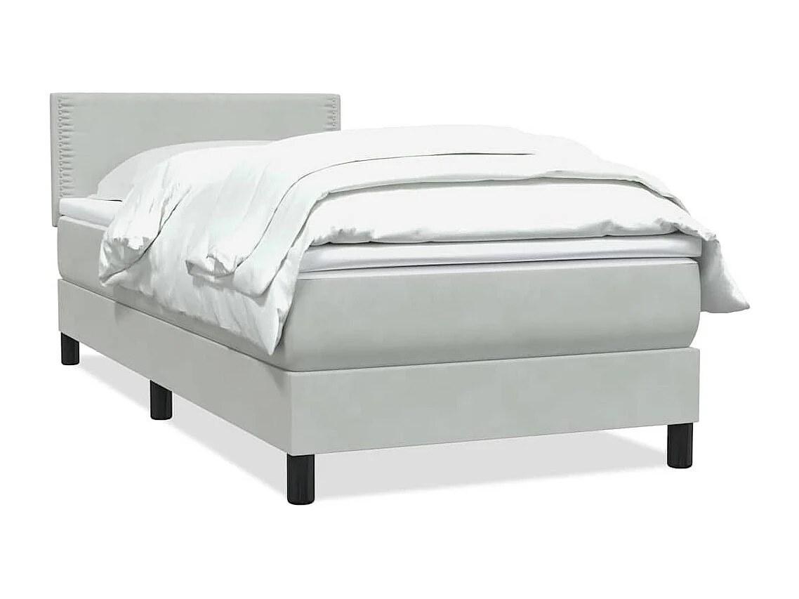 Boxspring met matras fluweel lichtgrijs 90x220 cm