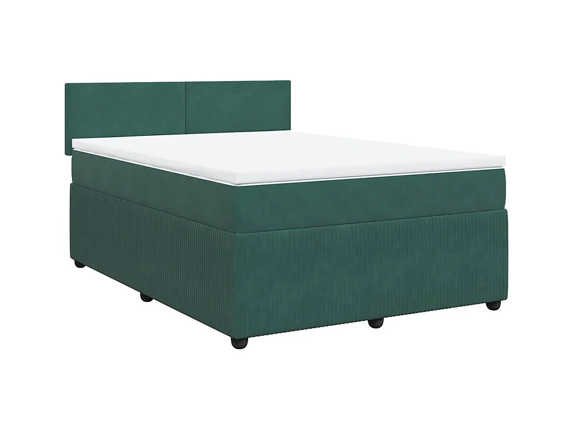 Sommier à lattes de lit et matelas Vert foncé 140x190cm Velours