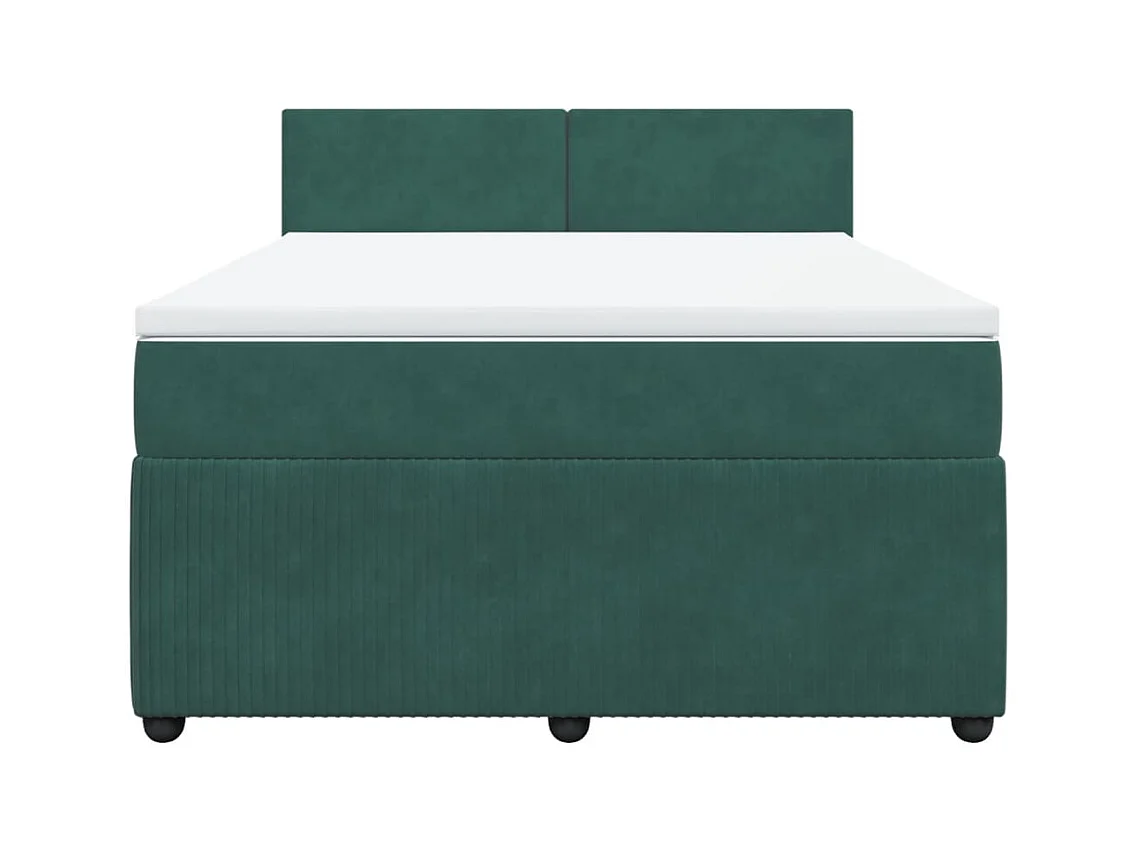 Sommier à lattes de lit et matelas Vert foncé 140x190cm Velours