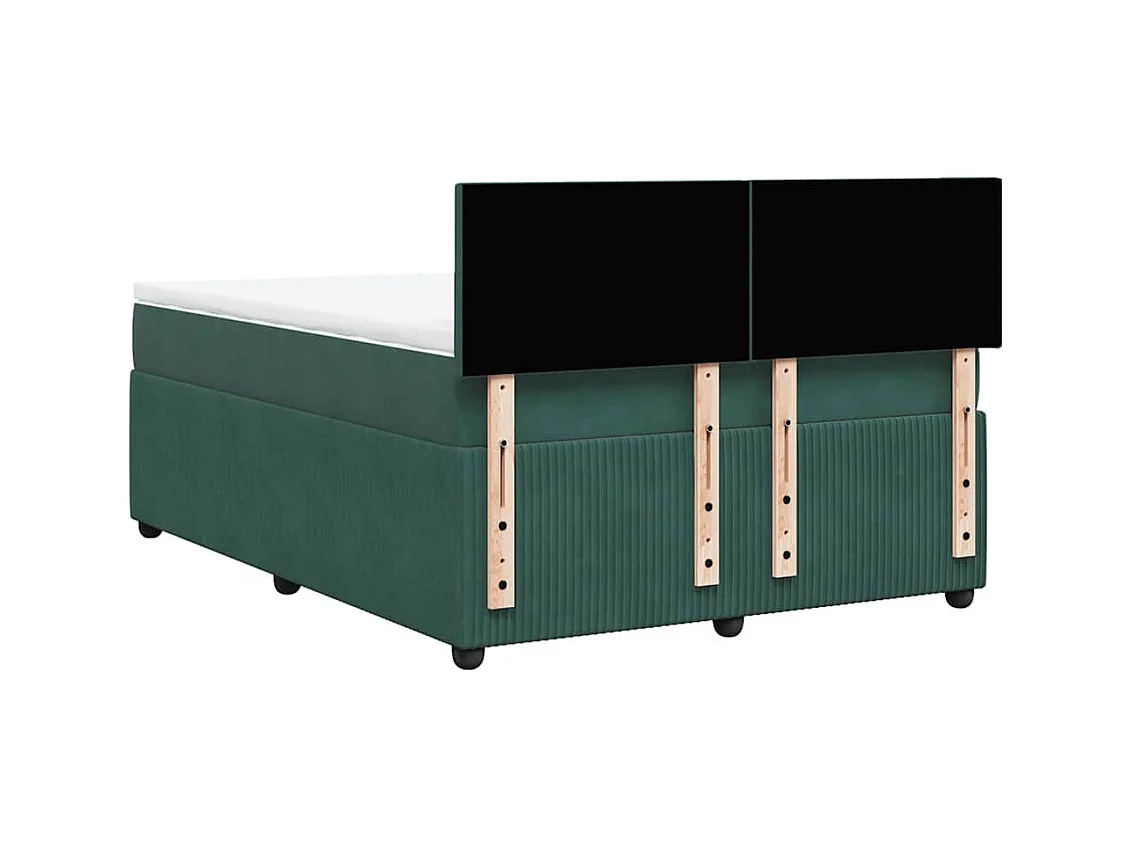 Sommier à lattes de lit et matelas Vert foncé 140x190cm Velours