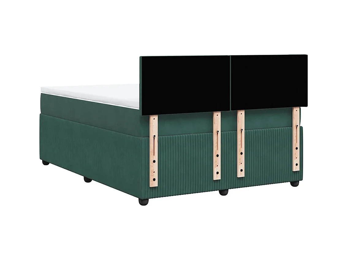 Sommier à lattes de lit et matelas Vert foncé 140x190cm Velours
