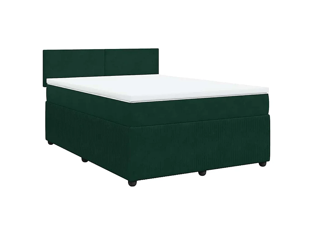 Sommier à lattes de lit et matelas Vert foncé 140x190cm Velours