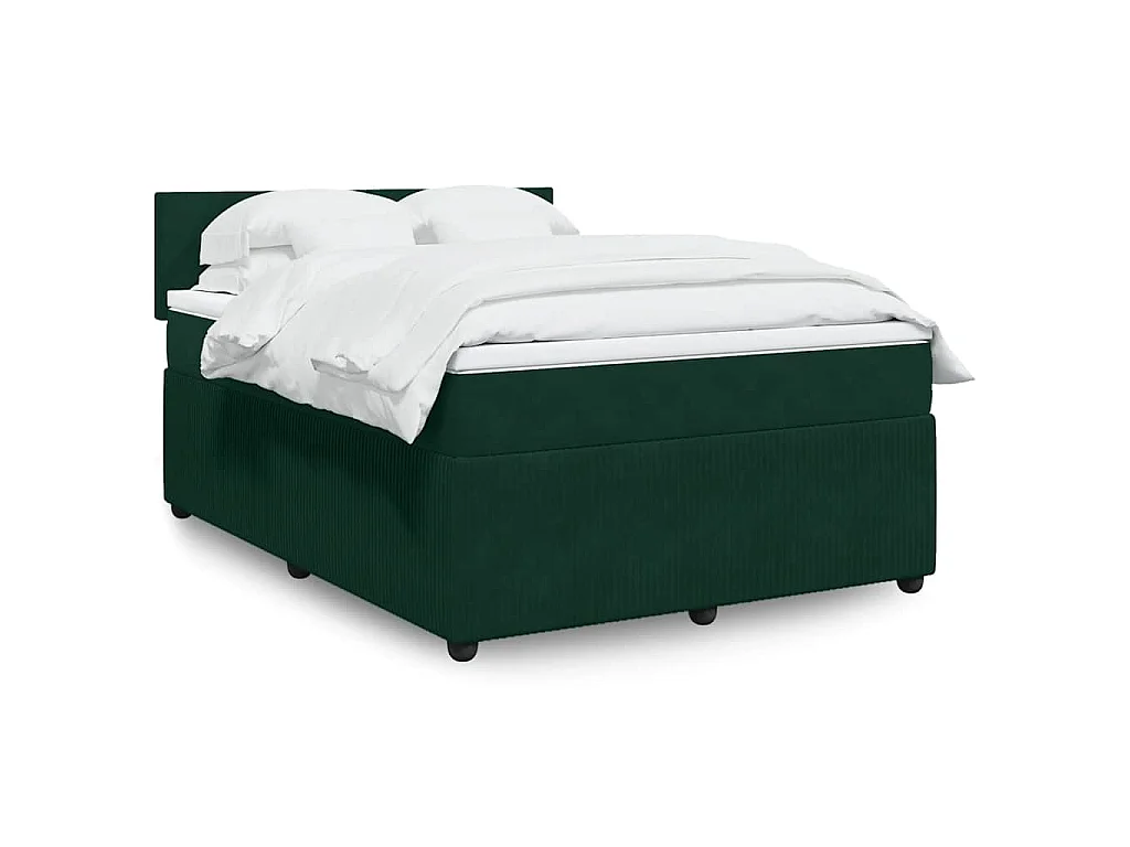 Sommier à lattes de lit et matelas Vert foncé 140x190cm Velours