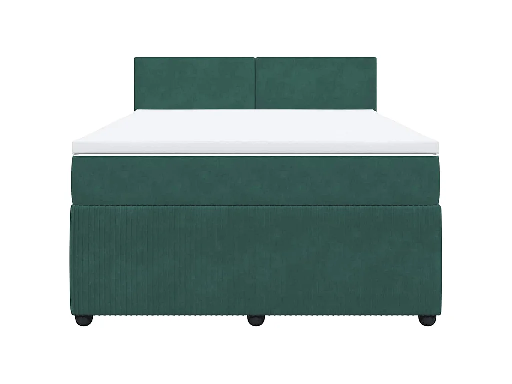 Sommier à lattes de lit et matelas Vert foncé 140x190cm Velours