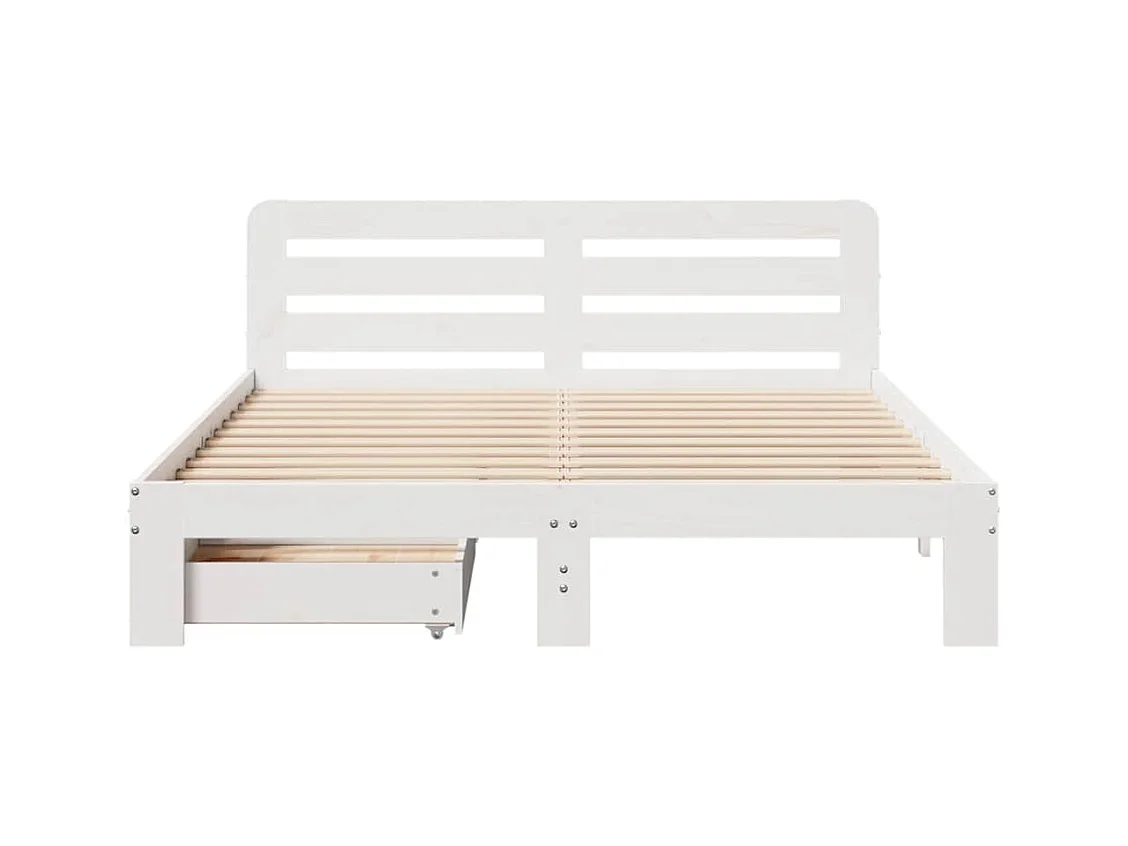 Cadre de lit sans matelas blanc 140x190 cm bois de pin massif
