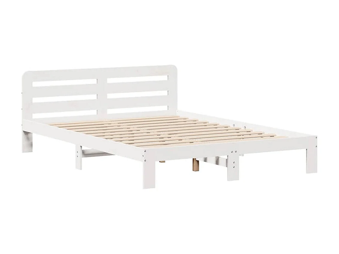 Cadre de lit sans matelas blanc 140x190 cm bois de pin massif