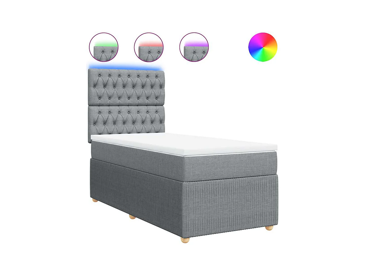 Sommier à lattes de lit avec matelas Gris clair 100x200cm Tissu