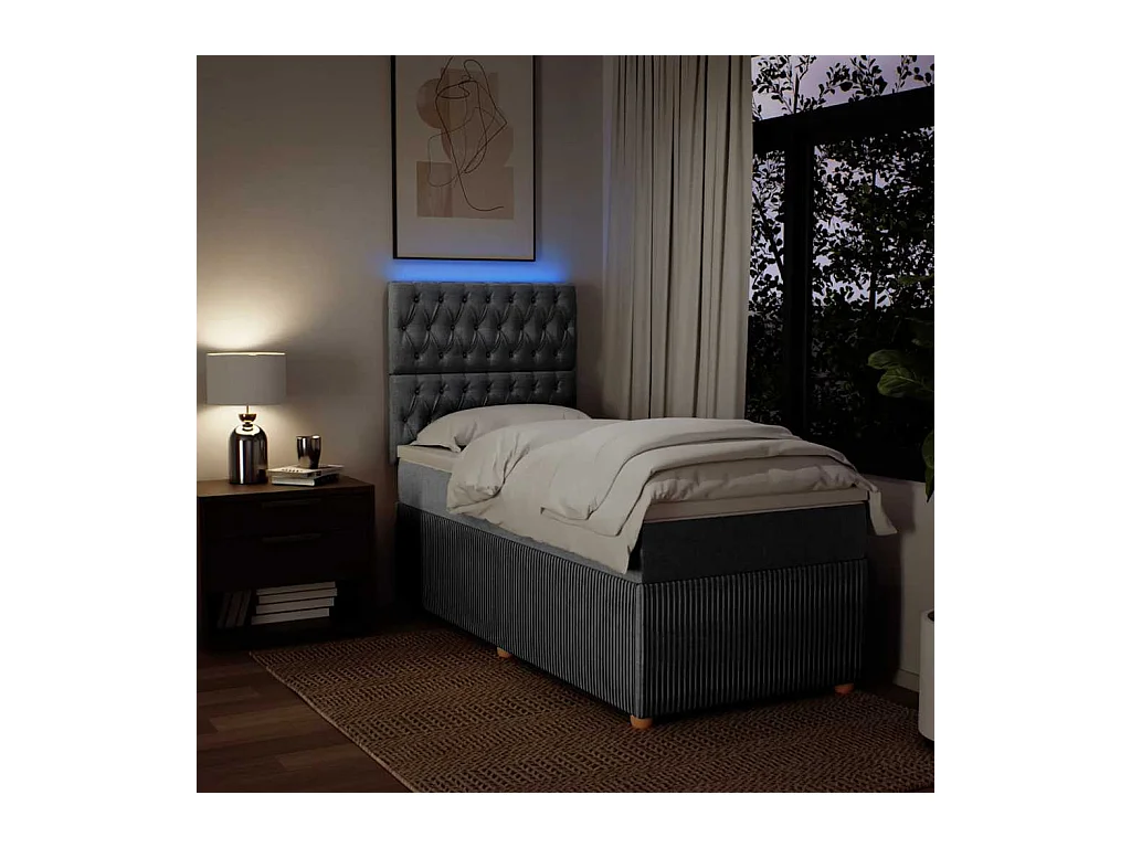 Sommier à lattes de lit avec matelas Gris clair 100x200cm Tissu