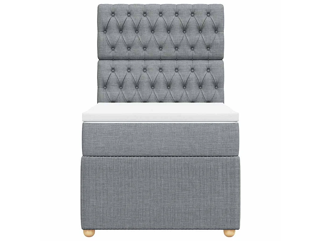 Cama box spring con colchón tela gris claro 100x200 cm