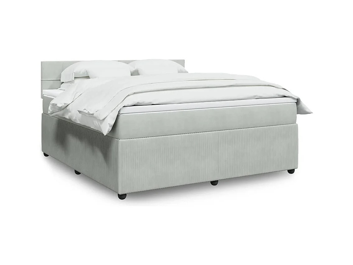 Sommier à lattes de lit et matelas Gris clair 180x200cm Velours