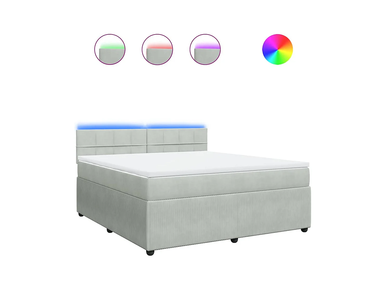 Sommier à lattes de lit et matelas Gris clair 180x200cm Velours