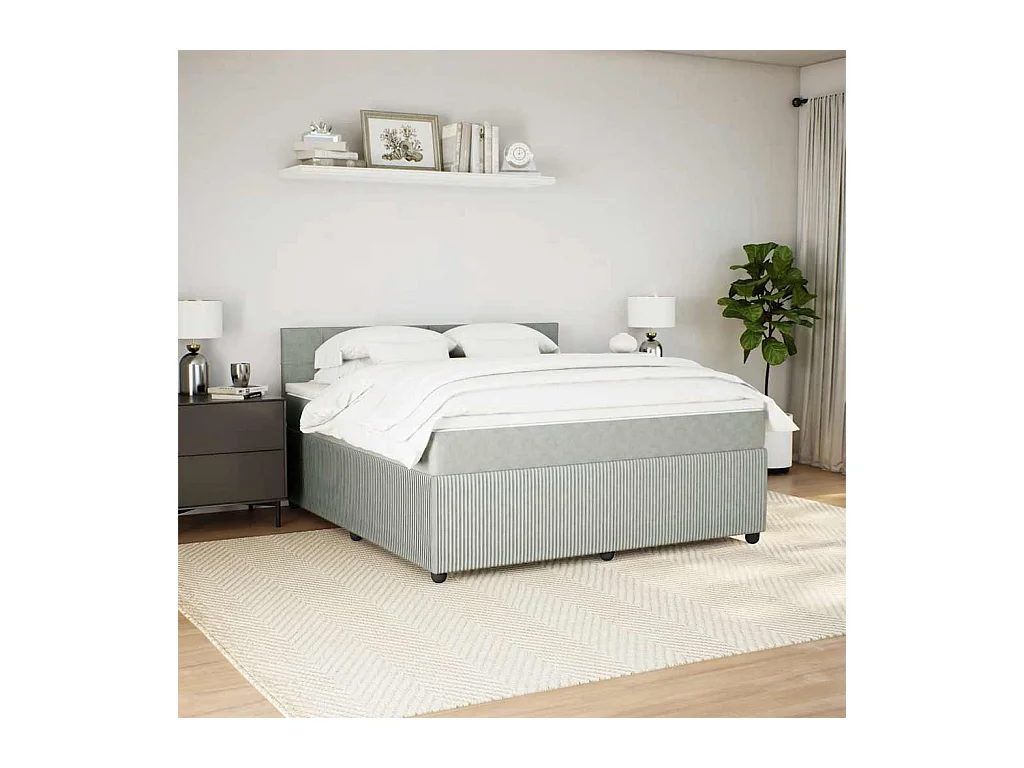 Sommier à lattes de lit et matelas Gris clair 180x200cm Velours