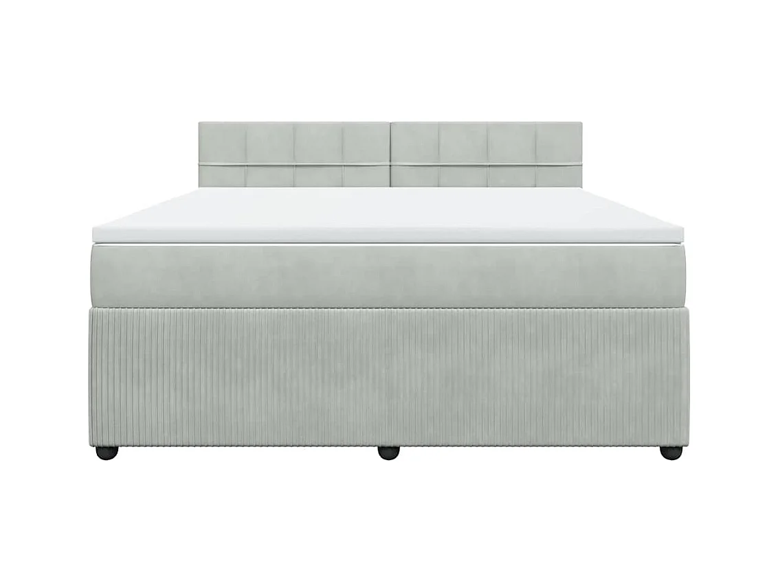Sommier à lattes de lit et matelas Gris clair 180x200cm Velours