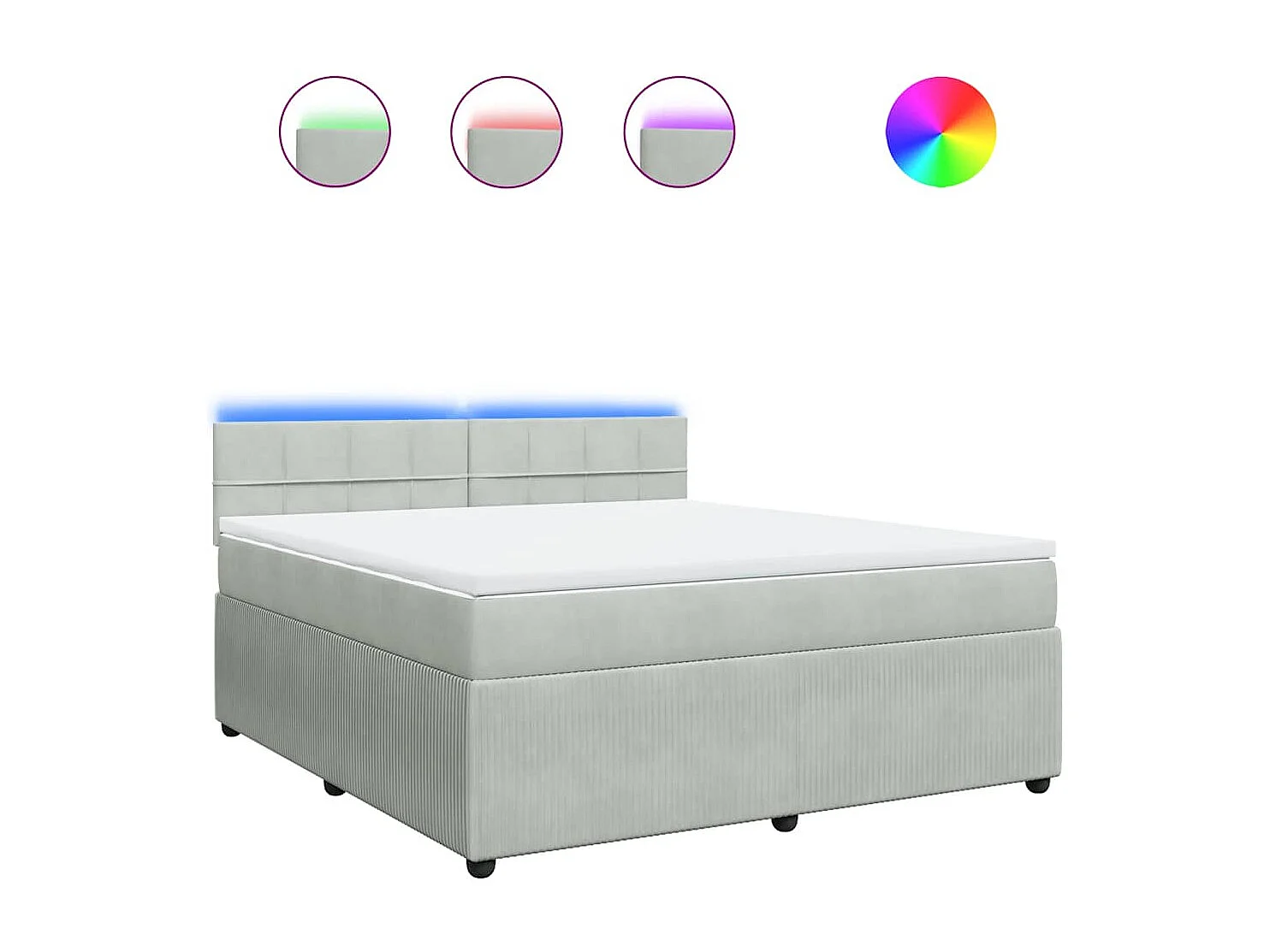 Sommier à lattes de lit et matelas Gris clair 180x200cm Velours