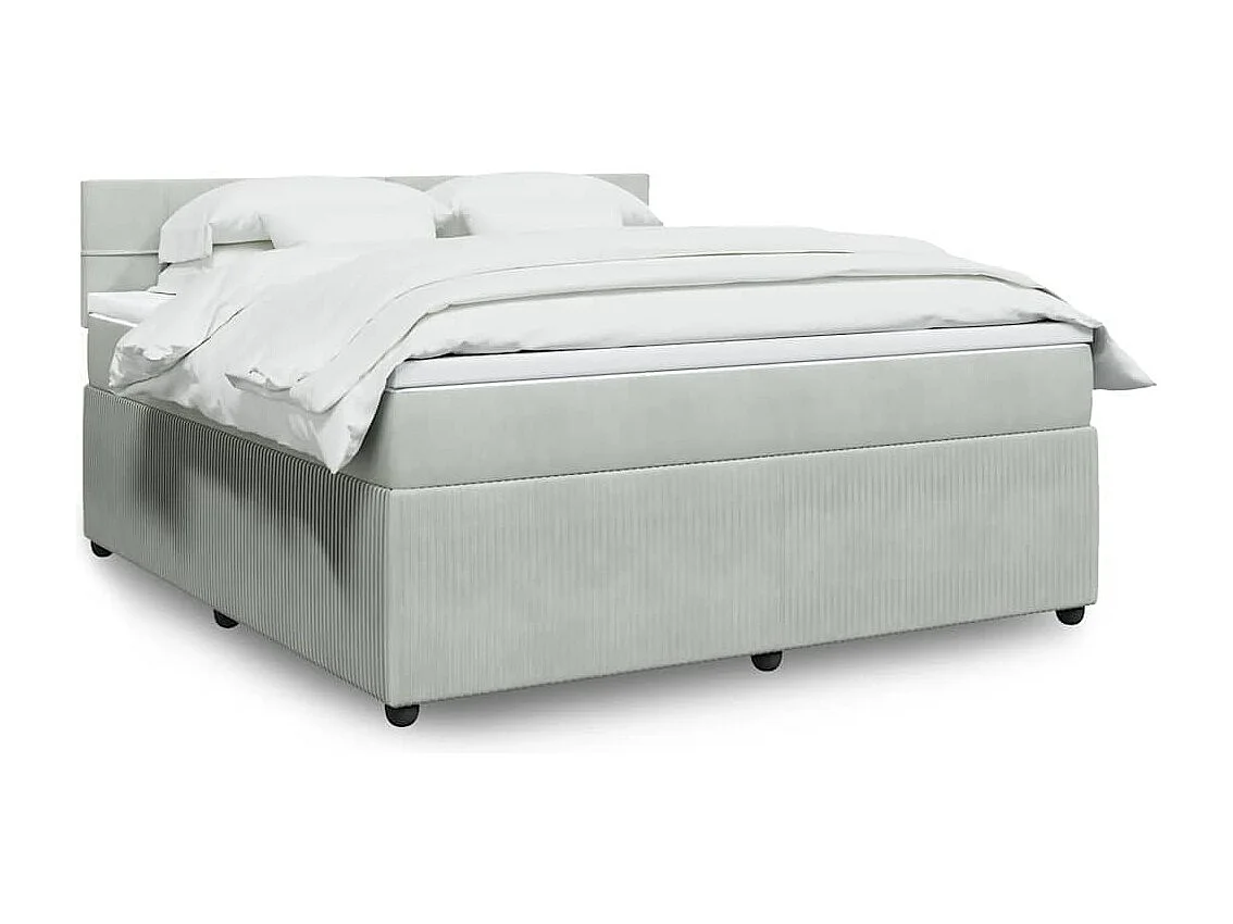 Sommier à lattes de lit et matelas Gris clair 180x200cm Velours