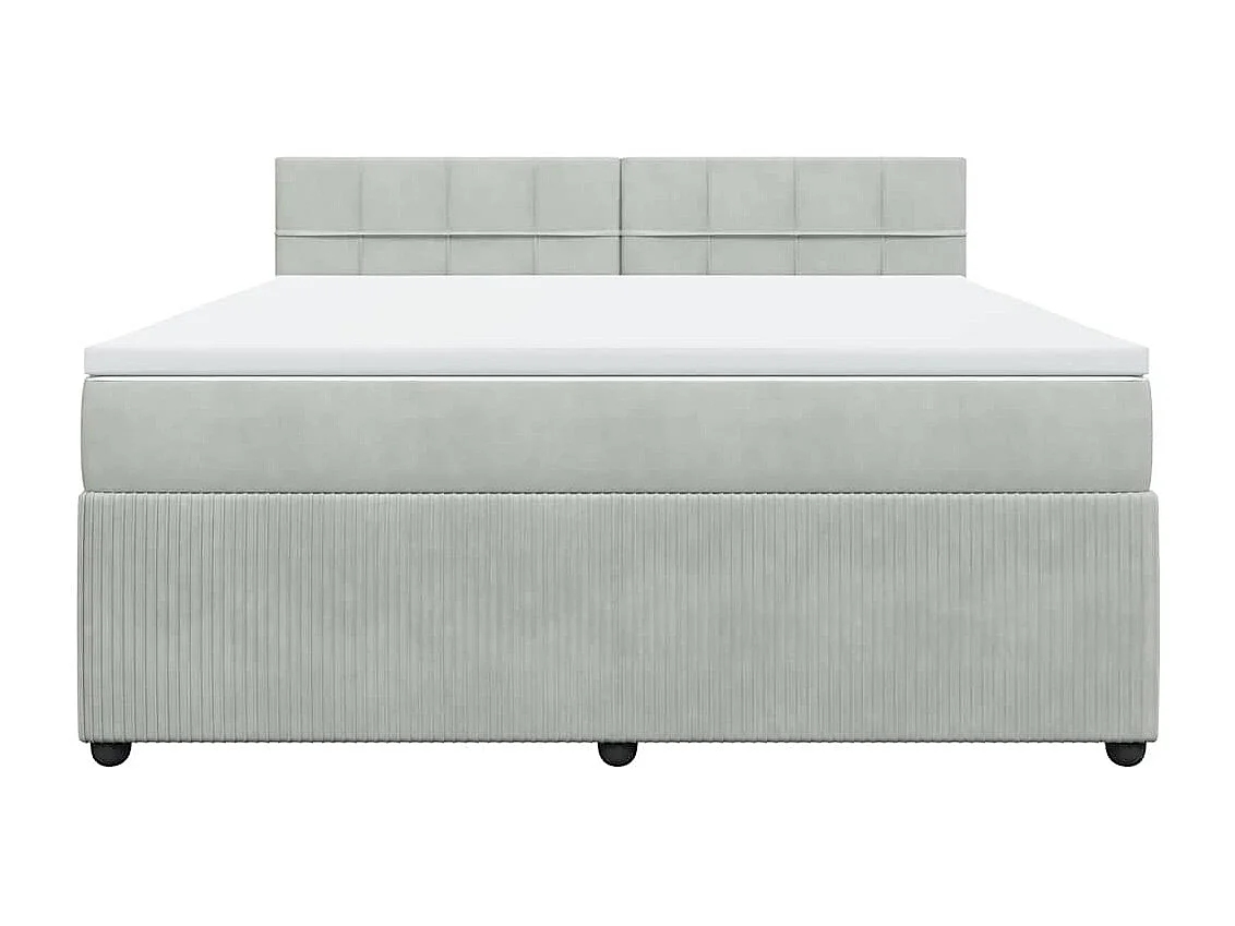 Sommier à lattes de lit et matelas Gris clair 180x200cm Velours