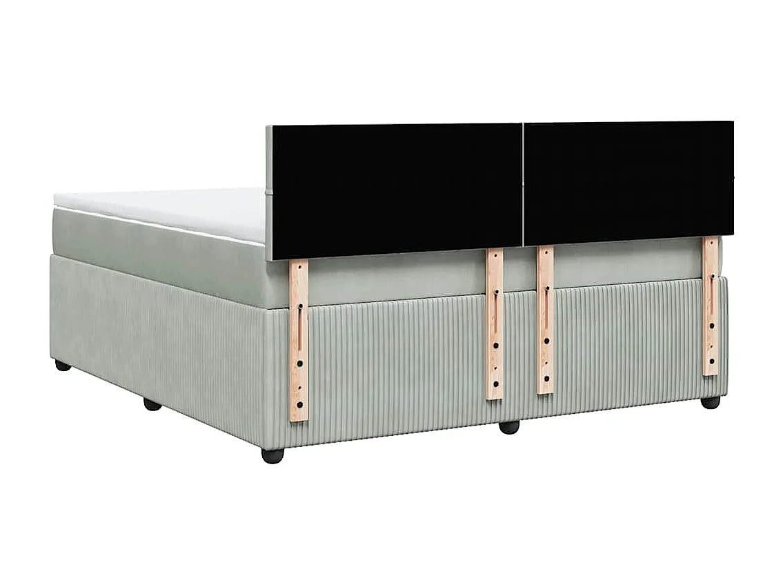 Sommier à lattes de lit et matelas Gris clair 180x200cm Velours